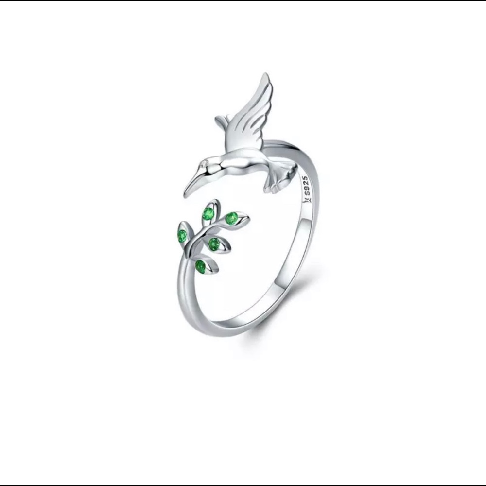 Hummingbird sterling silver adjustable ring